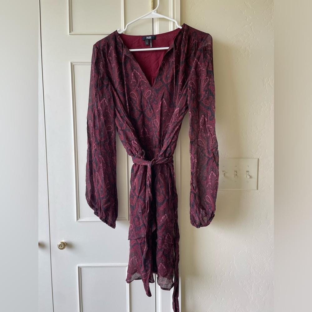 NWOT PAIGE Doah Paisley Long Sleeve Silk Minidress Size S - Picture 7 of 8